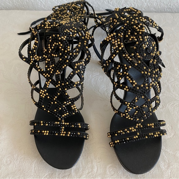 Rene Caovilla Scrolling Crystal Gladiator Sandals - Picture 7 of 16